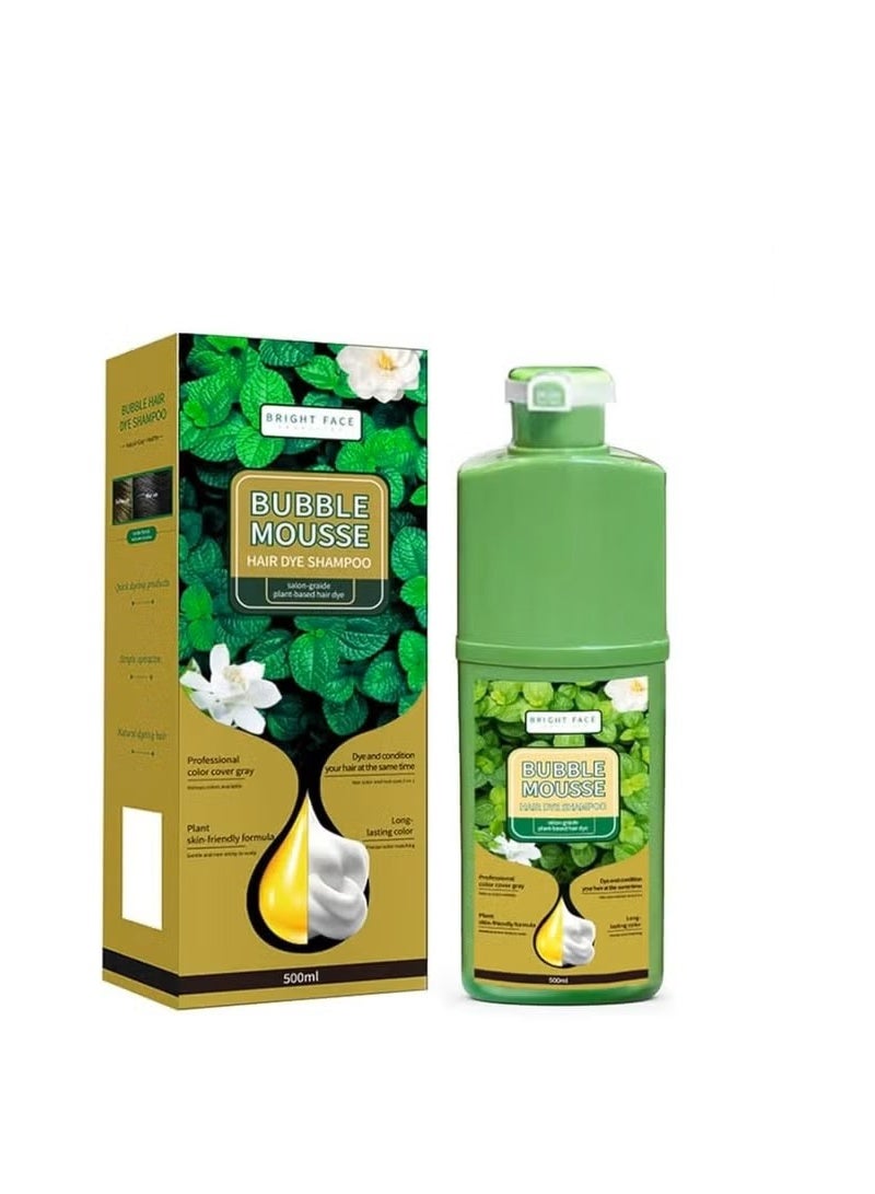 Bright Face Bubble Mousse Hair Dye Black Shampoo Plant-based Formula 500ml - Image 1